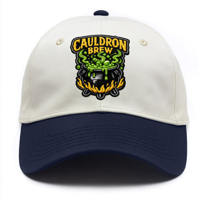 CAULDRON BREW - bubbling pot in black and green , witch craft - Two Tone Cap - Navy