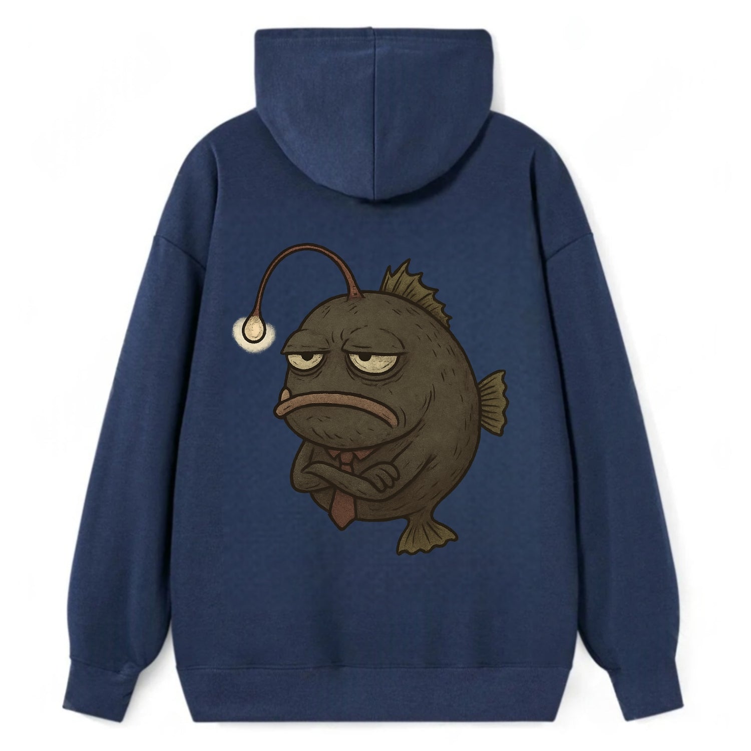 THE ANGLERFISH LURES DISAPPOINTMENT | Dark gray anglerfish with dim light - Classic Pullover Hoodie - Navy