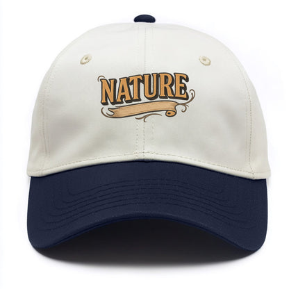 Bold typography design - "NATURE" - natural world, organic - Two Tone Cap - Navy