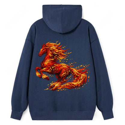 EMBER RISING | Sparks forming into horse shape | Particles of fire | - Classic Pullover Hoodie - Navy
