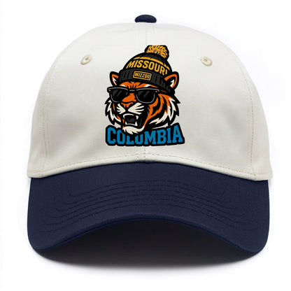 Columbia Tiger wearing Missouri beanie with Mizzou patch - Two Tone Cap - Navy