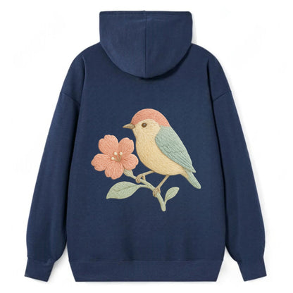 Peach Flowerpecker - Classic Pullover Hoodie - Navy