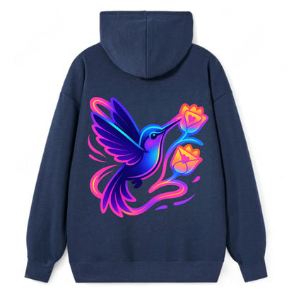 Hummingbird delivering miniature love letters tucked inside flower - Classic Pullover Hoodie - Navy