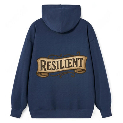 Bold typography design - "RESILIENT" - bouncing back, unbreakable spirit - Classic Pullover Hoodie - Navy