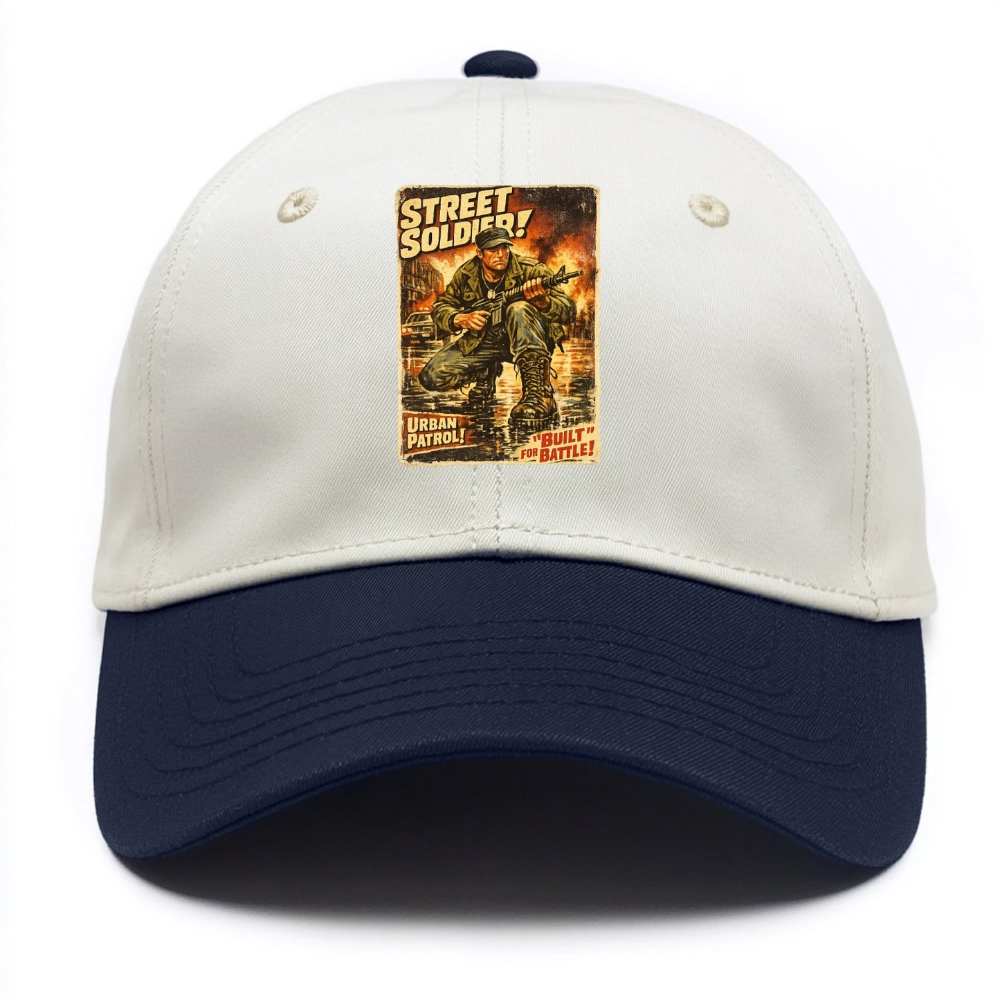 COMBAT READY | Military boots on wet pavement | Street soldier | Urban patrol | - Two Tone Cap - Navy