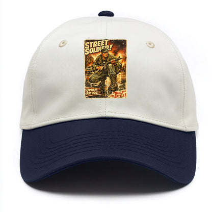 COMBAT READY | Military boots on wet pavement | Street soldier | Urban patrol | - Two Tone Cap - Navy