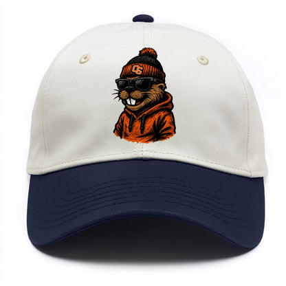 Corvallis Beaver wearing Oregon State beanie with OS patch - Two Tone Cap - Navy