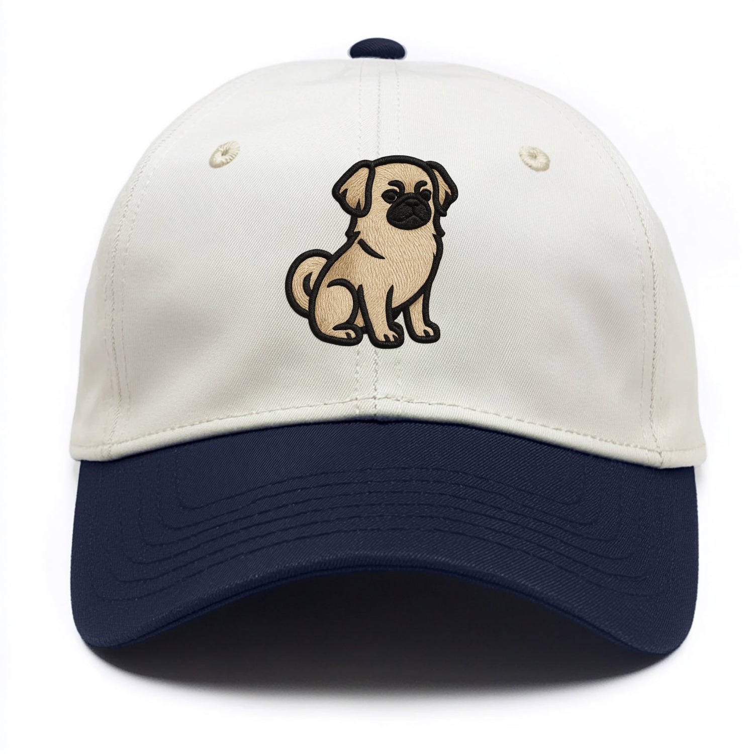 Tibetan Spaniel - Fawn small dog embroid - Two Tone Cap - Navy