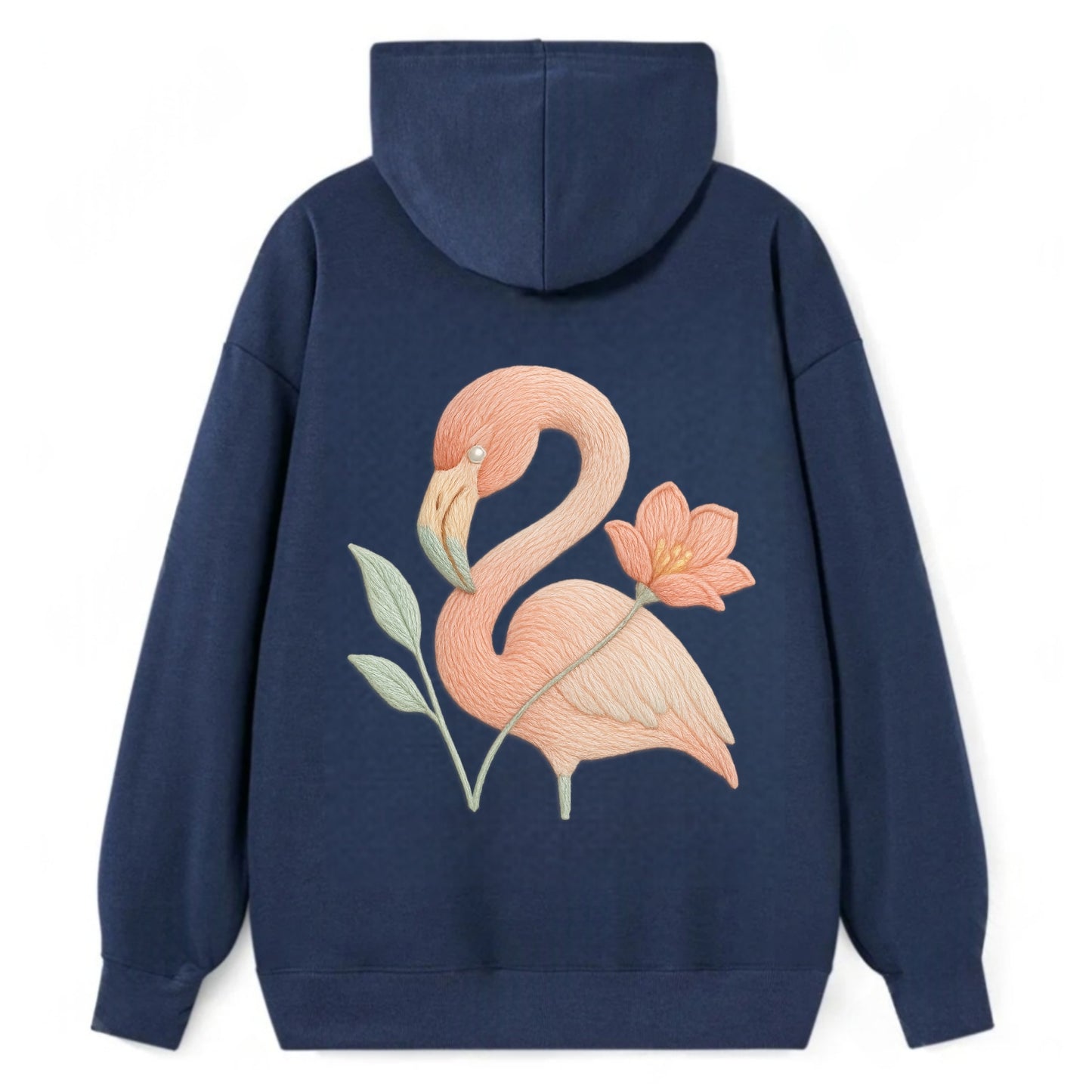 Peach Flamingo - Classic Pullover Hoodie - Navy