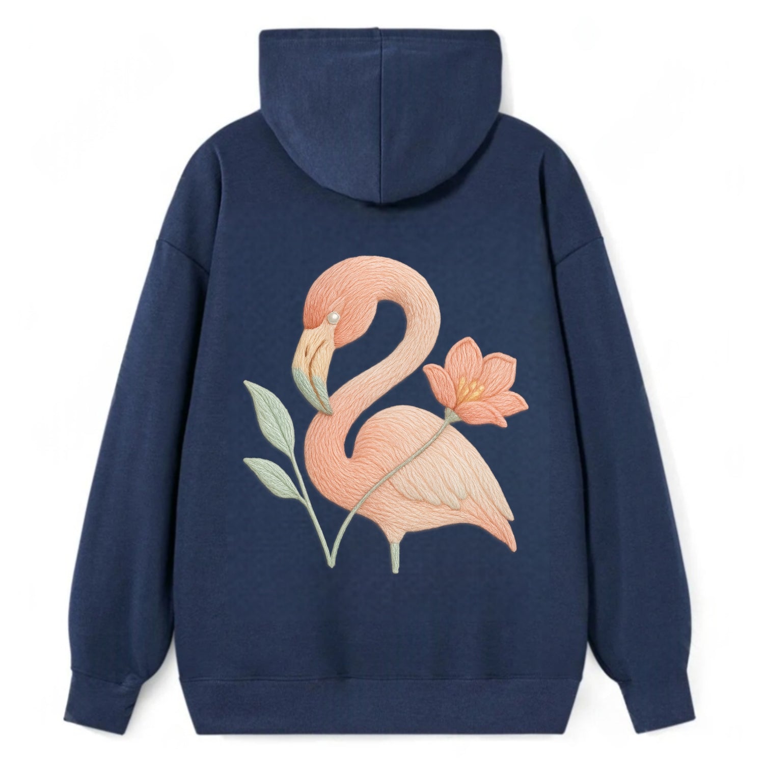 Peach Flamingo - Classic Pullover Hoodie - Navy