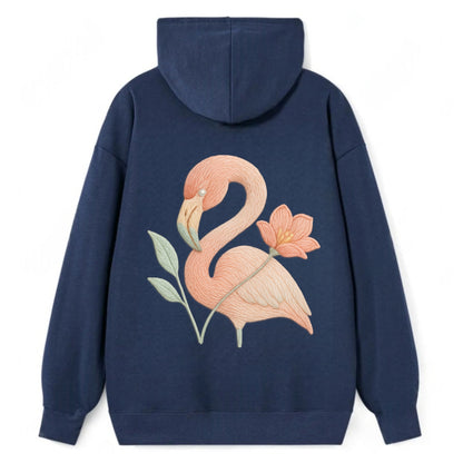 Peach Flamingo - Classic Pullover Hoodie - Navy