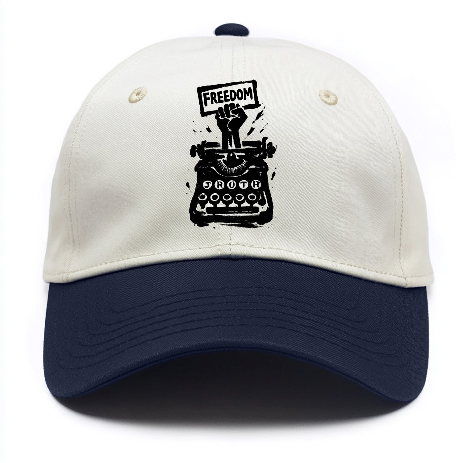 Typewriter keys - journalism and truth ink art - Two Tone Cap - Navy