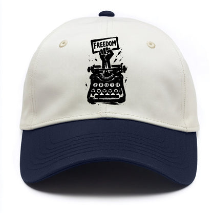 Typewriter keys - journalism and truth ink art - Two Tone Cap - Navy