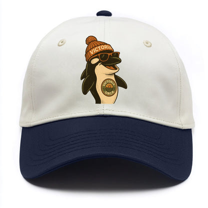 Victoria Orca wearing Victoria beanie wi - Two Tone Cap - Navy