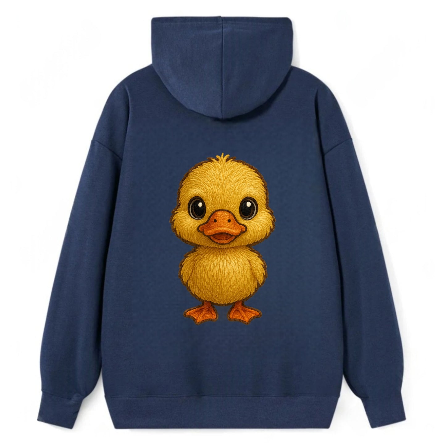 Baby Duck Duckling - yellow fluffy, orange beak, bright eyes, - Classic Pullover Hoodie - Navy