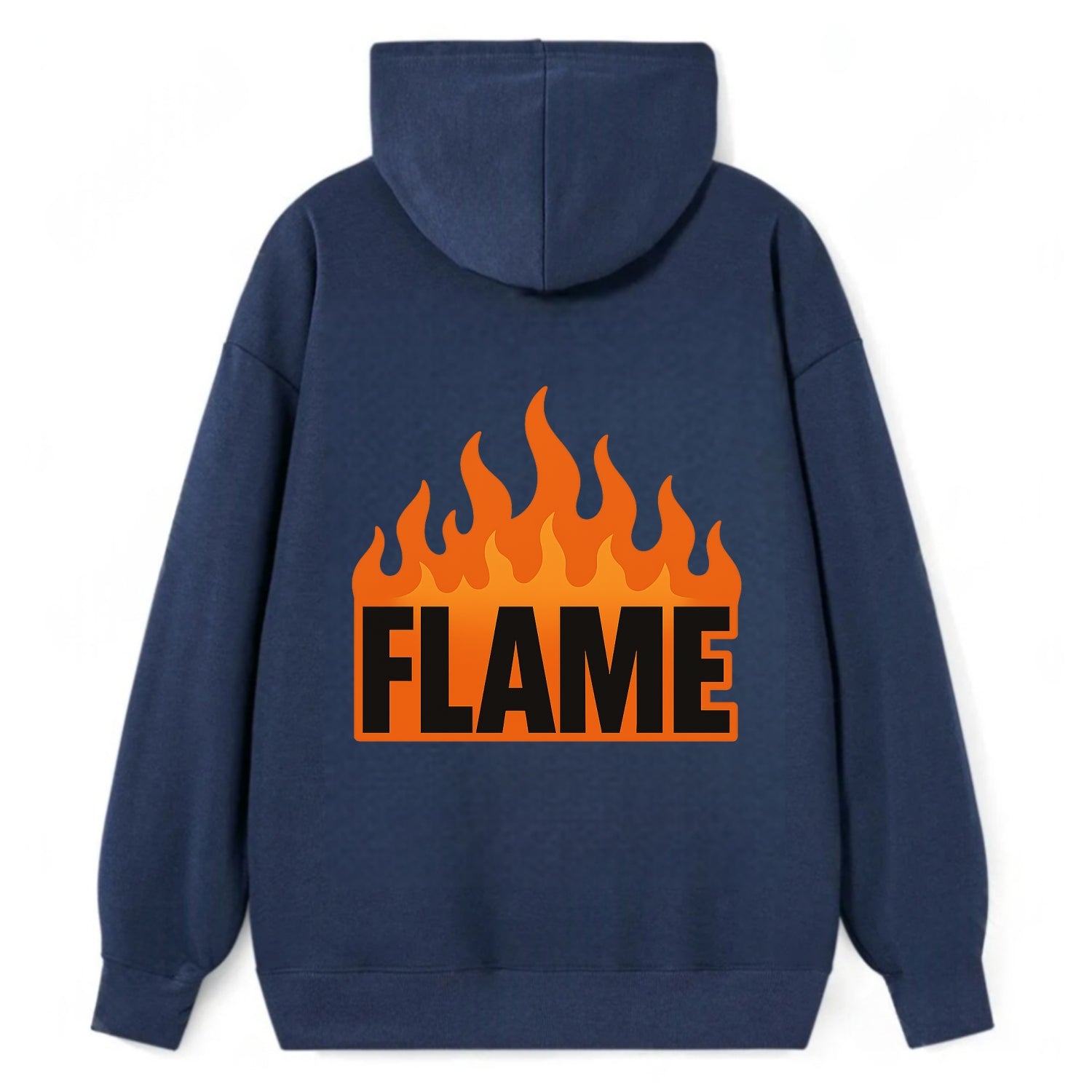 Bold typography design - "FLAME" - burning bright, passionate - Classic Pullover Hoodie - Navy