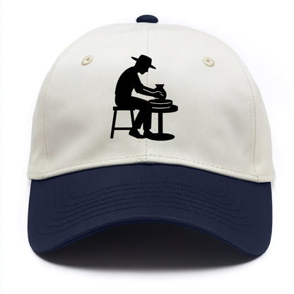 Potter shaping clay on wheel - Two Tone Cap - Navy