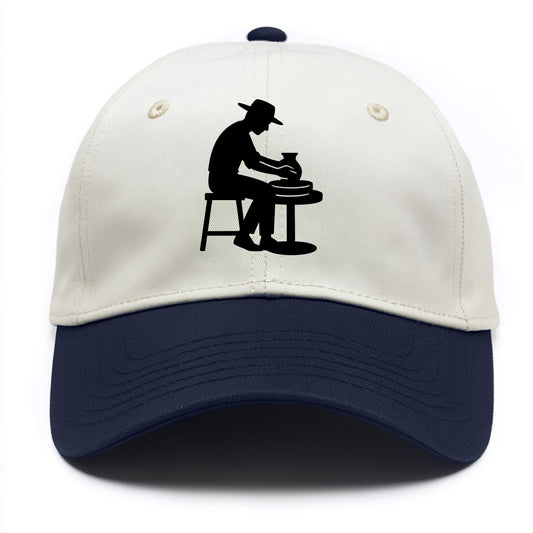 Potter shaping clay on wheel - Two Tone Cap - Navy