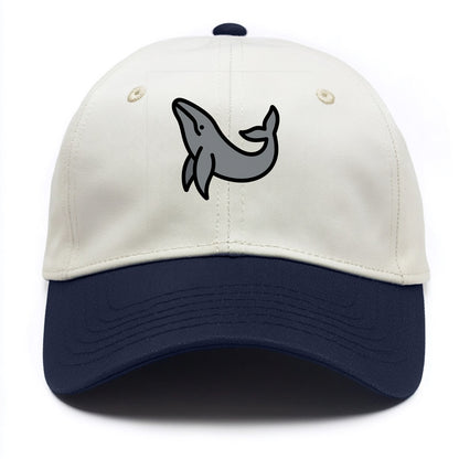 Humpback Whale - Gray breaching pose flat side profile - Two Tone Cap - Navy