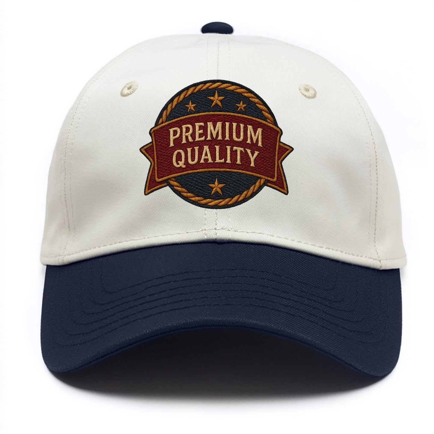 Premium Quality Badge  - Two Tone Cap - Navy