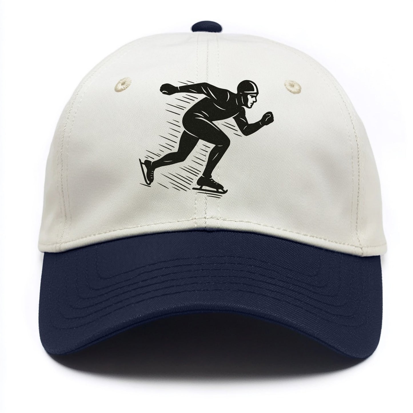 Speed skater in racing crouch - Two Tone Cap - Navy
