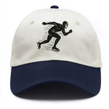 Speed skater in racing crouch - Two Tone Cap - Navy