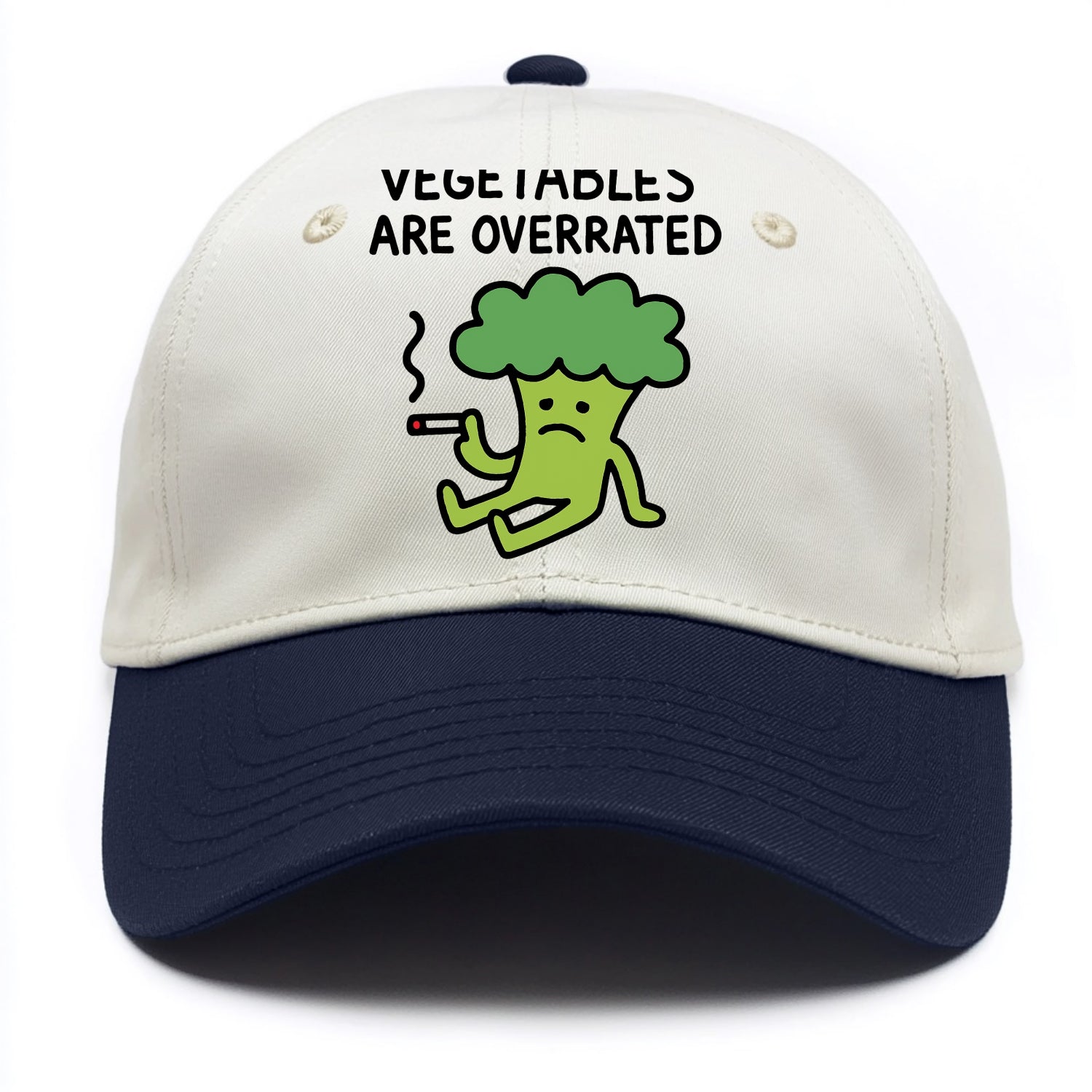 VEGETABLES ARE OVERRATED | Rebellious broccoli smoking - Two Tone Cap - Navy