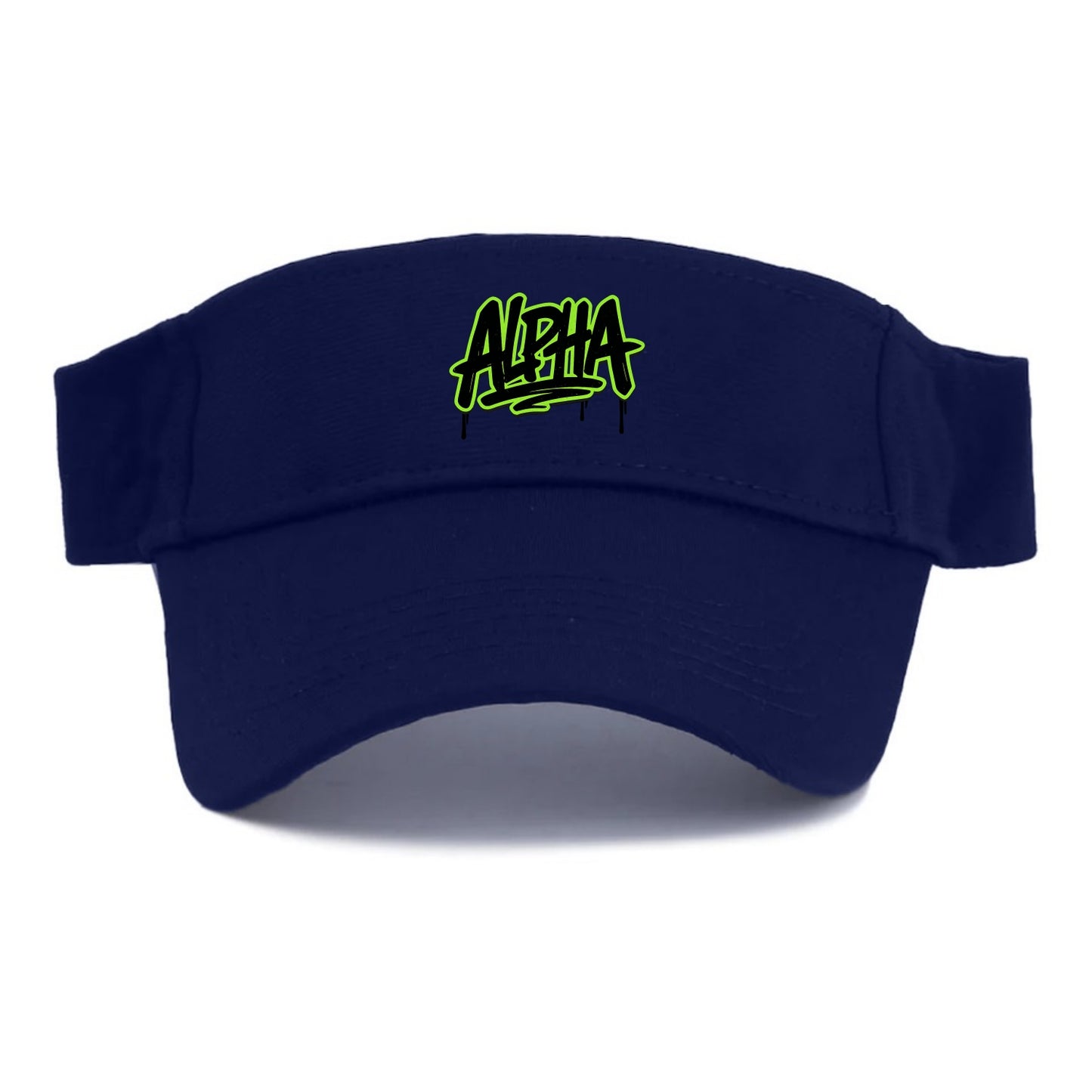 Bold typography design - "ALPHA" - leader of the pack - Visor - Navy