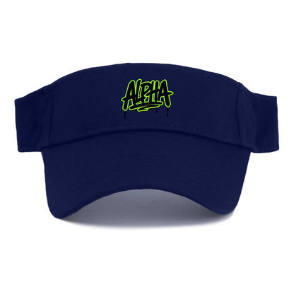 Bold typography design - "ALPHA" - leader of the pack - Visor - Navy