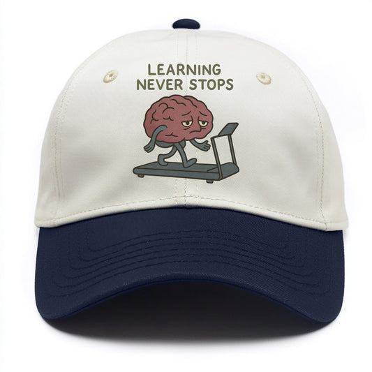LEARNING NEVER STOPS | Exhausted brain on treadmill - Two Tone Cap - Navy
