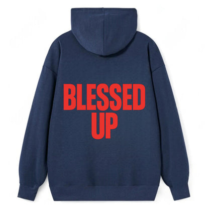 Bold typography design - "BLESSED UP" - recognizing fortune - Classic Pullover Hoodie - Navy