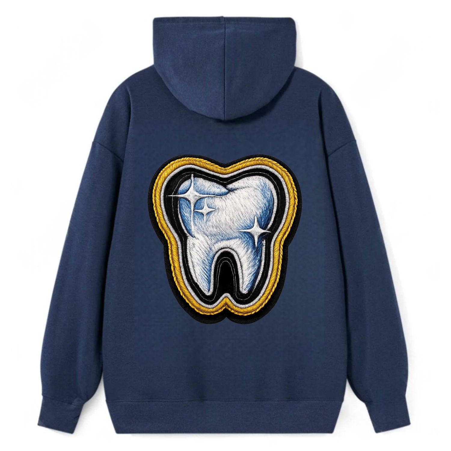 DENTAL TOOTH - molar with sparkle in white and blue , dentist - Classic Pullover Hoodie - Navy