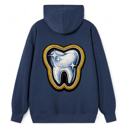 DENTAL TOOTH - molar with sparkle in white and blue , dentist - Classic Pullover Hoodie - Navy