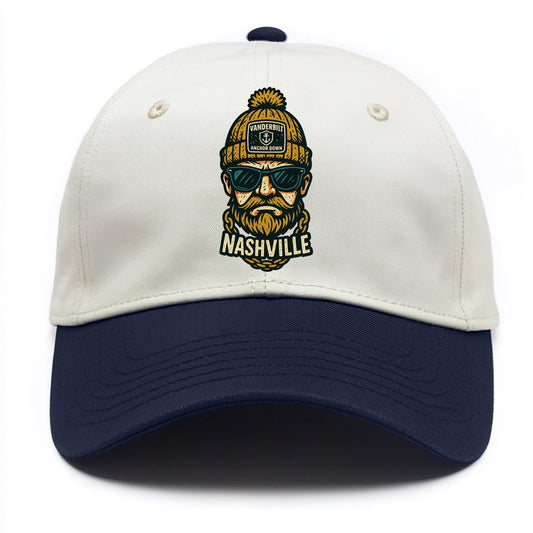 Nashville Commodore wearing Vanderbilt beanie with anchor patch - Two Tone Cap - Navy