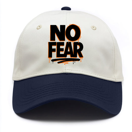 Bold typography design - "NO FEAR" - courage, bravery - Two Tone Cap - Navy