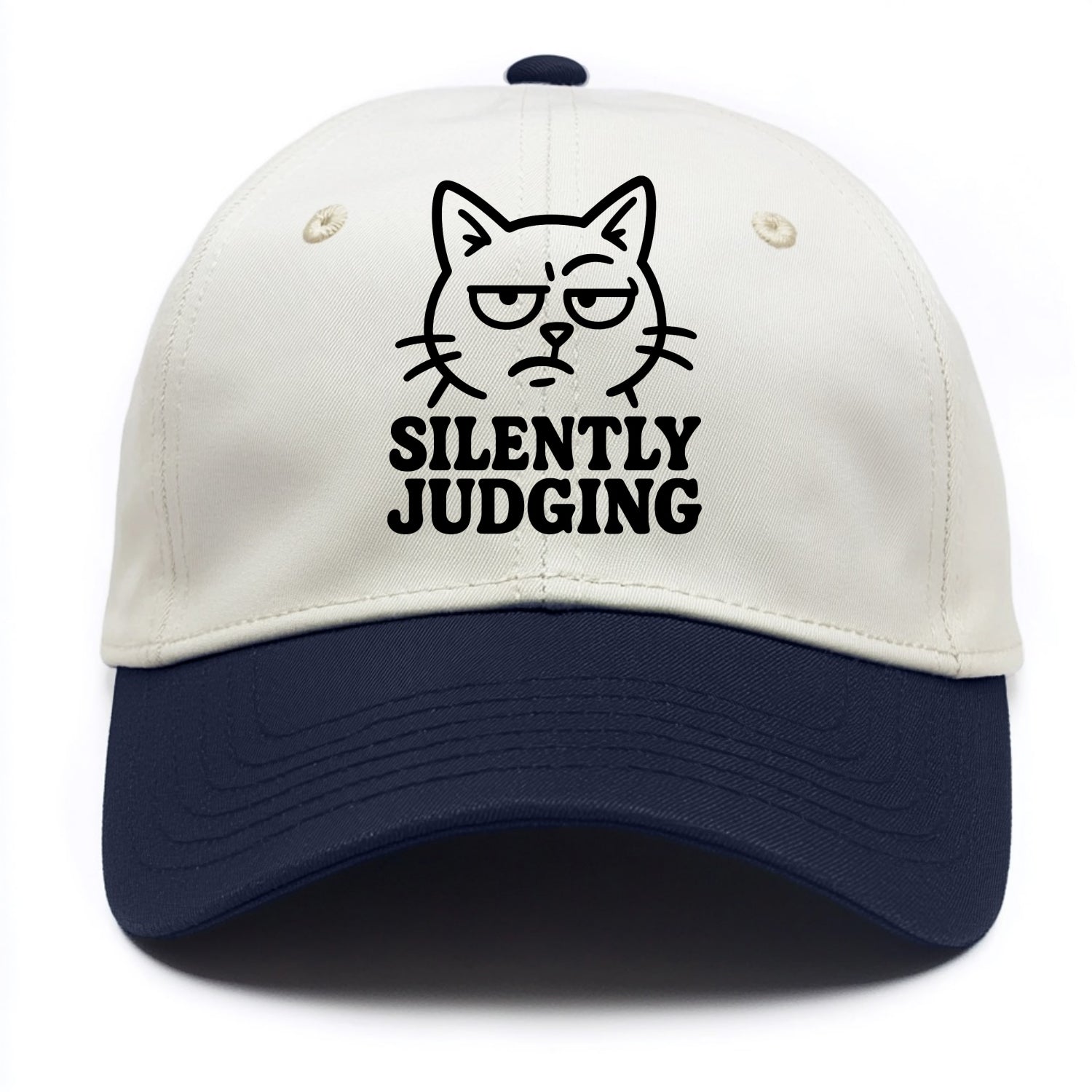 Sassy Side-Eye Cat - Two Tone Cap - Navy