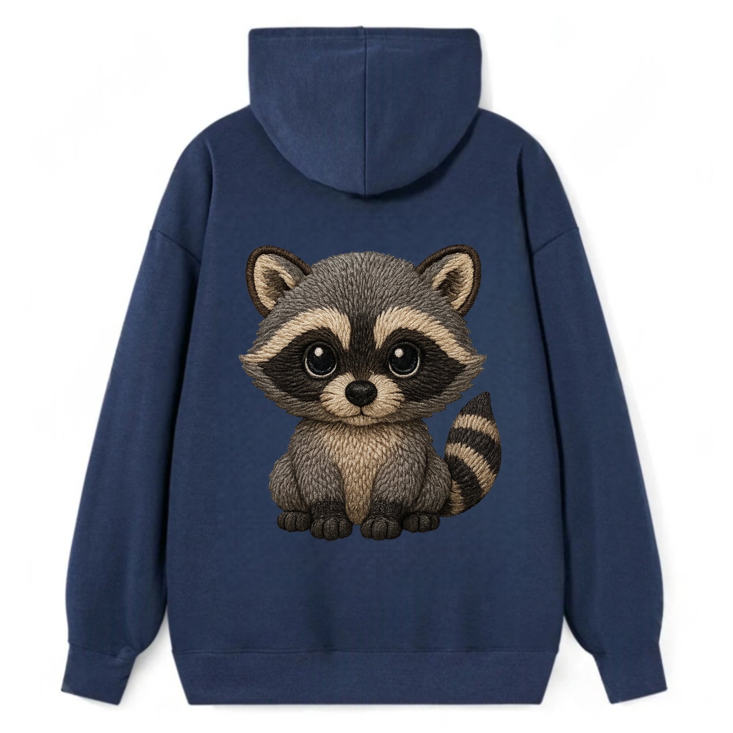 Baby Raccoon - gray fur, black mask, ringed tail, bright curious eyes, - Classic Pullover Hoodie - Navy