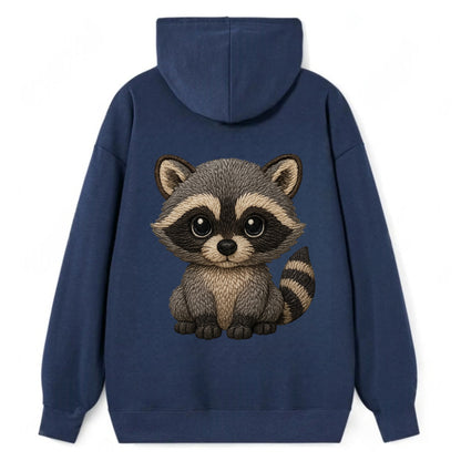 Baby Raccoon - gray fur, black mask, ringed tail, bright curious eyes, - Classic Pullover Hoodie - Navy