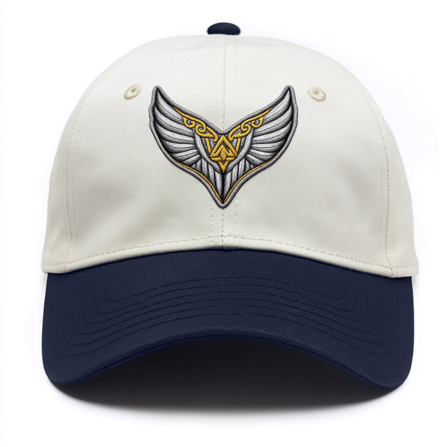 VALKYRIE WINGS - warrior maiden wings in silver and gold , Norse myth - Two Tone Cap - Navy