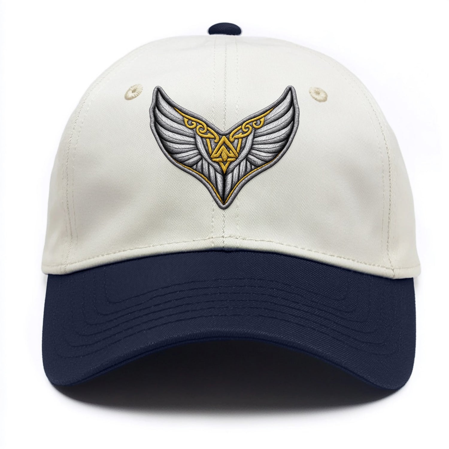 VALKYRIE WINGS - warrior maiden wings in silver and gold , Norse myth - Two Tone Cap - Navy