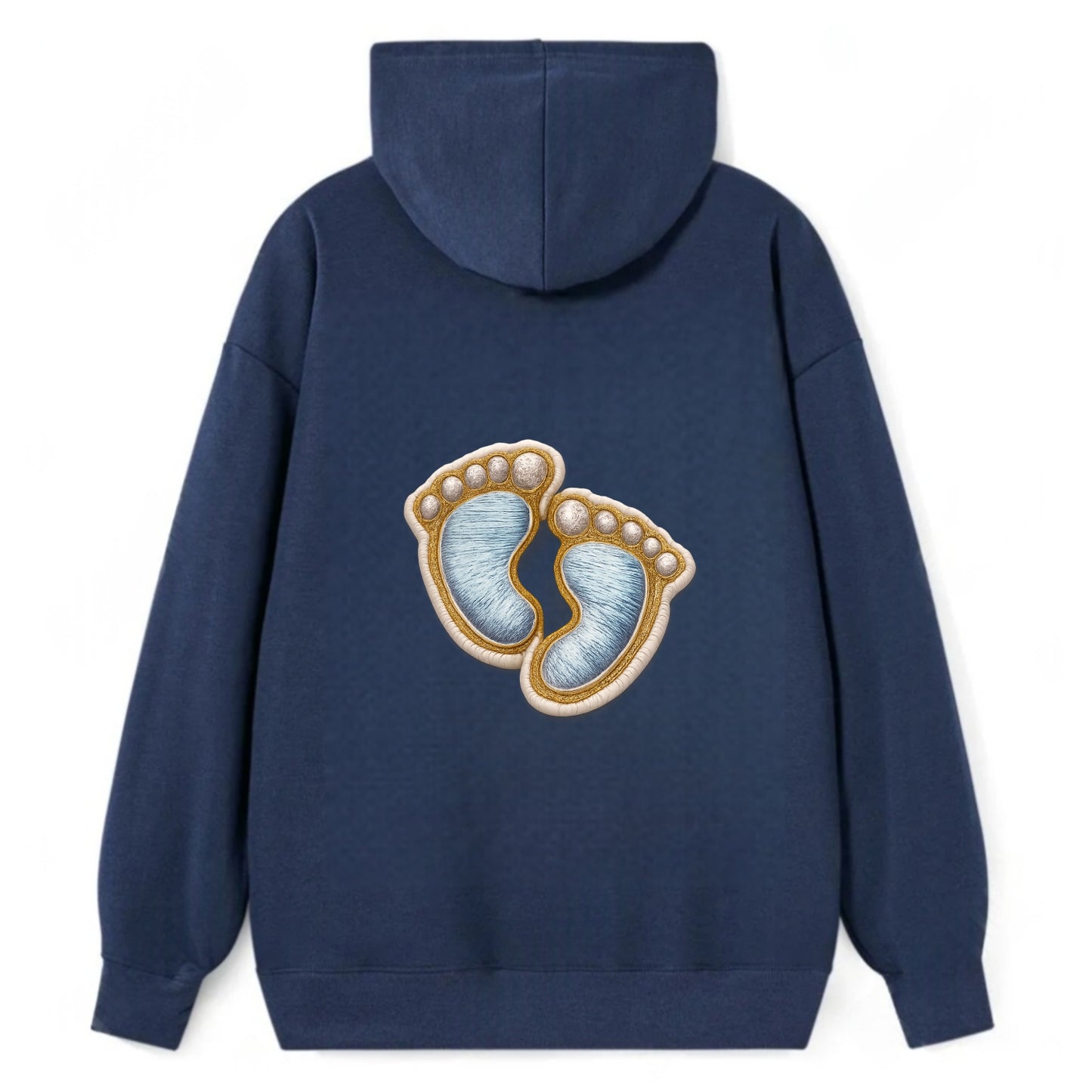 BABY FOOTPRINTS - tiny feet in pink or blue , newborn - Classic Pullover Hoodie - Navy
