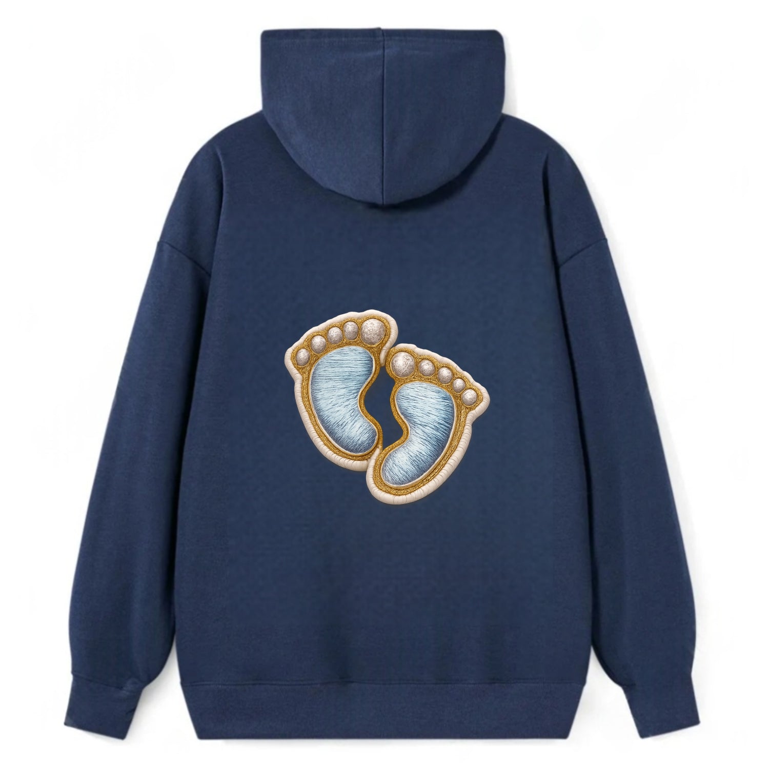 BABY FOOTPRINTS - tiny feet in pink or blue , newborn - Classic Pullover Hoodie - Navy