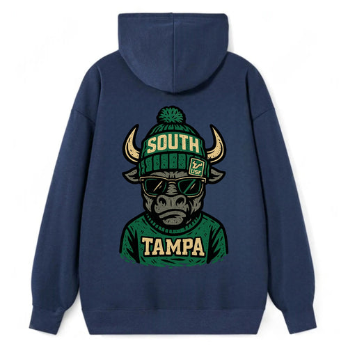 Tampa Bull wearing South Florida beanie with USF patch - Classic Pullover Hoodie