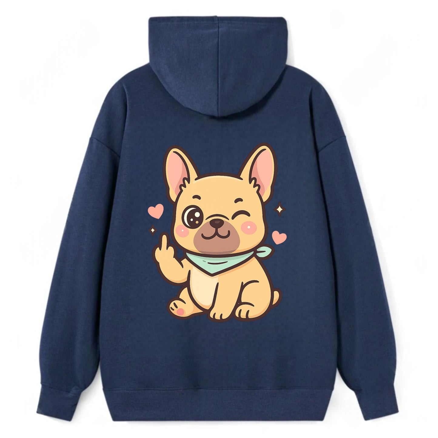 French Bulldog sitting with bat ears up, strong paw with sass - Classic Pullover Hoodie - Navy