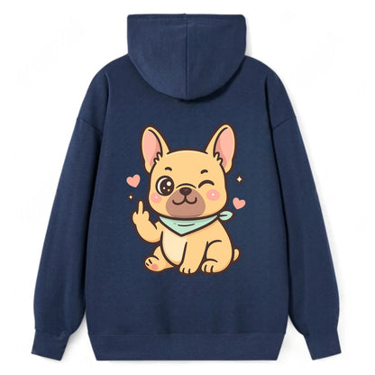 French Bulldog sitting with bat ears up, strong paw with sass - Classic Pullover Hoodie - Navy