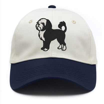 Löwchen - Black and white lion trim embr - Two Tone Cap - Navy