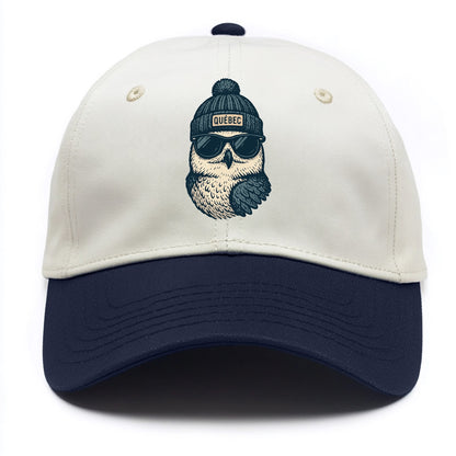 Quebec City Snowy Owl wearing Quebec bea - Two Tone Cap - Navy