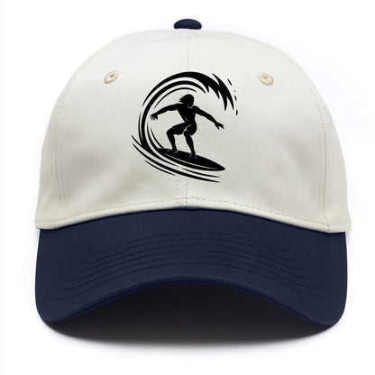 Hawaiian surfer riding big wave - Two Tone Cap - Navy