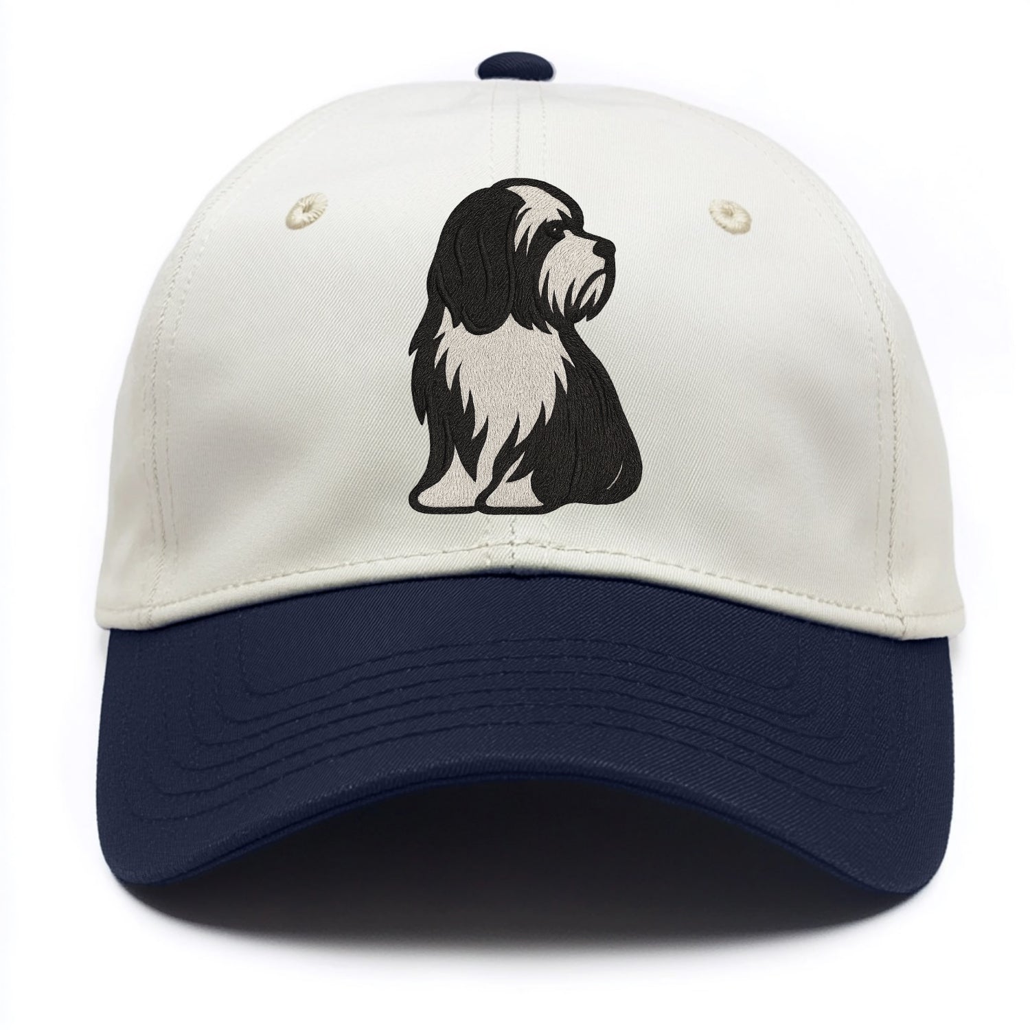 Tibetan Terrier - Black and white long c - Two Tone Cap - Navy