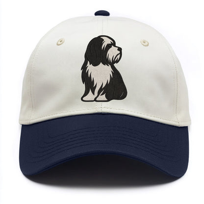 Tibetan Terrier - Black and white long c - Two Tone Cap - Navy